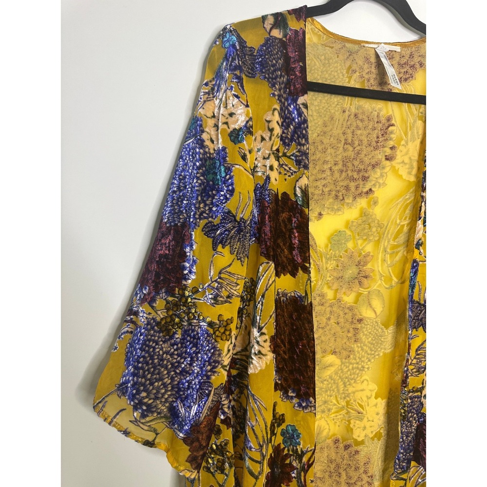 Floreat x Anthropologie Aurelia Velvet Burnout Floral Kimono O/S Hippie Boho Top - Picture 5 of 16